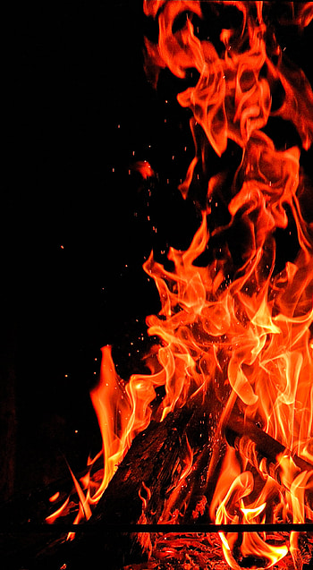 Fuego, calor, fondo, naturaleza, naranja, chimenea, invierno HD phone wallpaper
