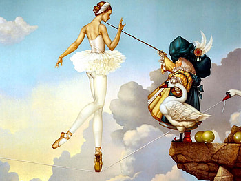 Fantasy Ballerina In The Sky, abstract, fantasy, art, man, clouds, sky, swan, ballerina HD wallpaper