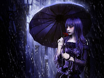 Purple Rain, gothic, abstract, rain, girl, dark HD wallpaper