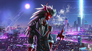Neon City Demon , neon, demon, artist, artwork, digital-art, artstation HD wallpaper