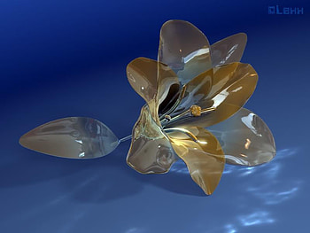 3d Flower, blue, glass, brown, flower HD wallpaper