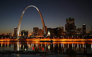 Saint Louis Arch, saint louis, night graphy, water, arch HD wallpaper
