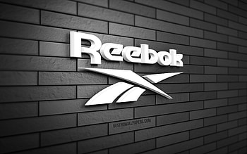 Reebok 3D logo, , gray brickwall, creative, brands, Reebok logo, 3D art, Reebok HD wallpaper