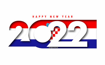 Happy New Year 2022 Croatia, white background, Croatia 2022, Croatia 2022 New Year, 2022 concepts, Croatia, Flag of Croatia HD wallpaper