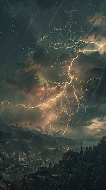 Storm's Fury Unleashed, nature, lightning, storm, rain HD phone wallpaper