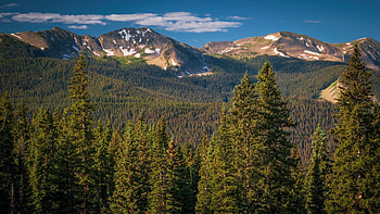 Anthracite Range, Rocky Mountains, Colorado, sky, usa, hills, landscape, trees, clouds HD wallpaper