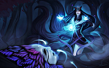 Ahri, blue, mask, art, girl, woman, purple, fantasy, league of legends HD wallpaper