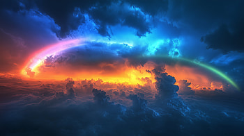 : Stunning Sky with Clouds and a Vibrant Rainbow, sky, cloud, rainbow HD wallpaper