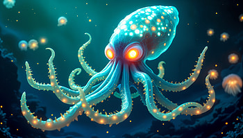 Majestic Deep Sea Creature: Ultra, octopus, glow, underwater, fantasy HD wallpaper