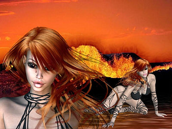 The Lady, lady, flame, kneeling, fire HD wallpaper