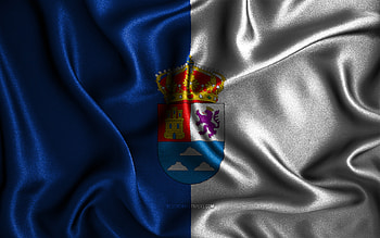 Las Palmas flag, , silk wavy flags, spanish provinces, Day of Las Palmas, fabric flags, Flag of Las Palmas, 3D art, Las Palmas, Europe, Provinces of Spain, Las Palmas 3D flag, Spain HD wallpaper