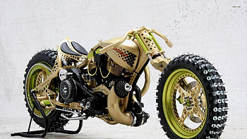 Harley Davidson with spikes on the wheels, Harley Davidson, Harley, Spikes, Wheels HD wallpaper