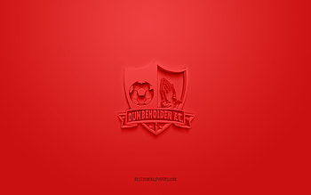 Dunbeholden FC, creative 3D logo, red background, Jamaican football club, National Premier League, Spanish Town, Jamaica, 3d art, football, Dunbeholden FC 3d logo HD wallpaper