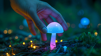 Enchanted Neon Mushroom —, Glowing Mushroom HD wallpaper
