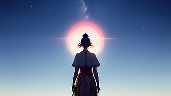 Anime Leader Girl Looking At Sun , anime-girl, anime, artist, artwork, digital-art HD wallpaper