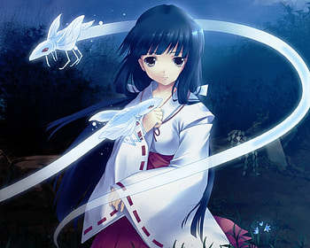 Kikyo, night, inuyasha, cute, long hair, beauty, maiden, female, divine, gorgeous, girl, beautiful, black hair, kawaii, anime girl, elegant, spirit, anime HD wallpaper