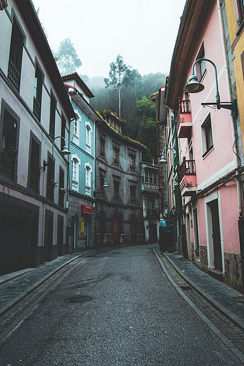 Cities, Building, Turn, Street, Spain, Cudielero, Cudillero HD phone wallpaper