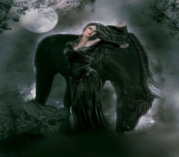 MOONLIT NIGHT, night, horse, moonlit, female HD wallpaper
