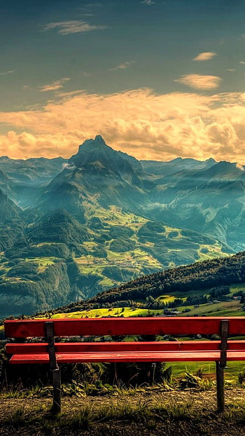 Hill Station, Wooden Bench, 4 k HD phone wallpaper