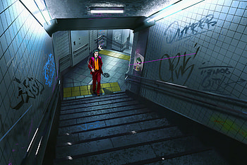Joker Stairs , joker, supervillain, superheroes, artist, artwork, digital-art, artstation HD wallpaper