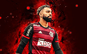 Gabriel Barbosa, , 2022, red neon lights, Gabigol, Flamengo FC, striker, Gabriel Barbosa Almeida, brazilian footballers, Serie A, Brazil, football, Gabriel Barbosa Flamengo, Gabriel Barbosa HD wallpaper