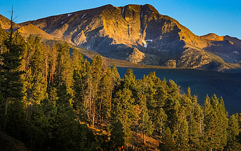 Mountains, trees, nature, sunrise HD wallpaper