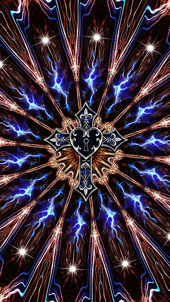 Electric, lightning, Mandela, neon, cross, colorful HD phone wallpaper