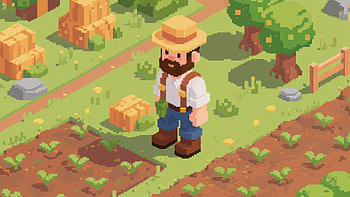 Farmer in Pixel Art Paradise, Farmer, pixel art, Farming, garden, crops HD wallpaper