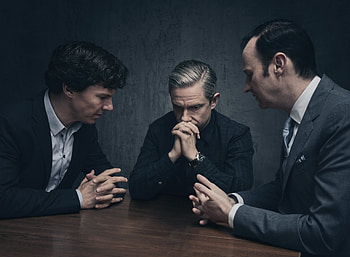 Table trio, Sherlock Holmes, Martin man, Mark Gatiss HD wallpaper