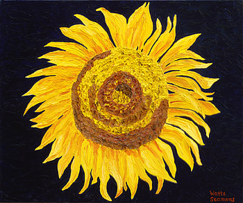 Illuminated Sunflower, michelle w seamons, illuminated sunflower painting, sunflowers, art HD wallpaper