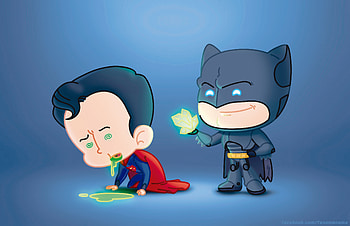 Batman And Superman Fat Heads, batman, superman, behance, supervillain, artist, artwork, digital-art, superheroes HD wallpaper