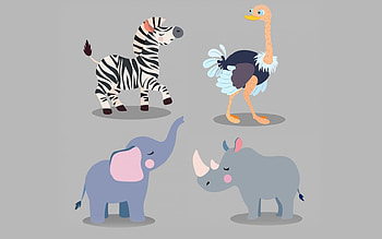 African Animals, rhino, ostrich, zebra, elephant HD wallpaper