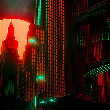 Art, City, Building, Shine, Light, Bright, Silhouette, Car, Machine HD phone wallpaper