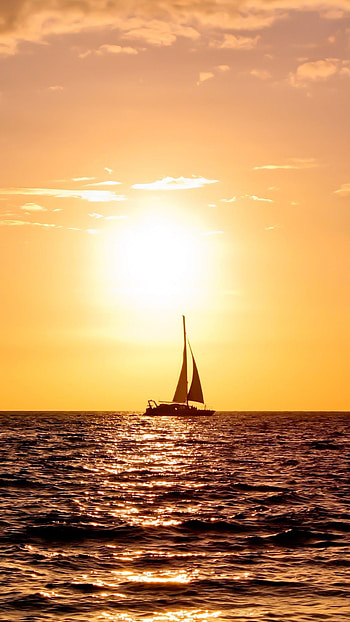 Pleasure Boat, Sunset views, Ship silhouette, Evening on board HD phone wallpaper