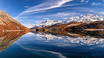 Lake in Switzerland, reflection, mountains, switzerland, lake HD wallpaper