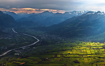 Top View, landscape, river, nature, village HD wallpaper