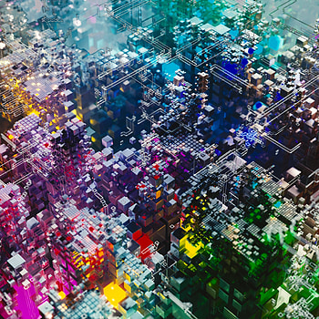 Particles, cubes, structure, colorful HD phone wallpaper