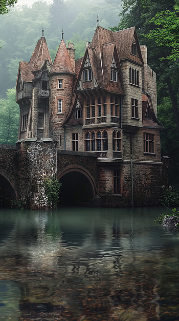 Enchanted Flooded Castle Moat, castle HD phone wallpaper