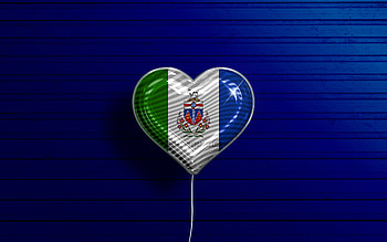 I Love Yukon, , realistic balloons, blue wooden background, Day of Yukon, canadian provinces, flag of Yukon, Canada, balloon with flag, Provinces of Canada, Yukon flag, Yukon HD wallpaper