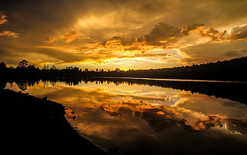 Kaibab Lake Sunset, kaibab, reflection, clouds, trees, Nature, lake, sunset HD wallpaper