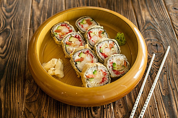 Sushi, fish, food, stick HD wallpaper