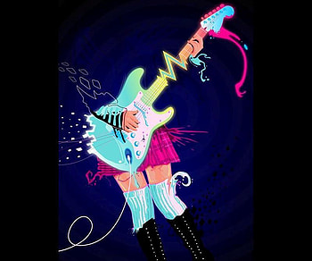 Guitar Girl, music, abstract, color, guitar, girl HD wallpaper