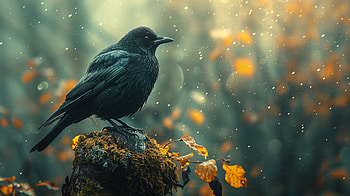Mystical Black Bird in Autumn -, Blackbird HD wallpaper