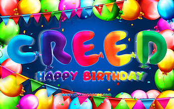 Happy Birtay Creed, , colorful balloon frame, Creed name, blue background, Creed Happy Birtay, Creed Birtay, popular american male names, Birtay concept, Creed HD wallpaper