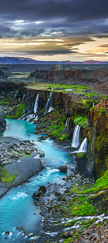 river, Iceland, nature, canyon HD phone wallpaper