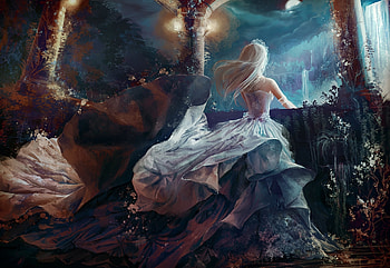 Princess, fantasy, wind, frumusete, art, jennyeight, girl HD wallpaper