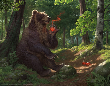 Willson, art, ilse gort, bear, red, green, perfume, bottle, fantasy HD wallpaper