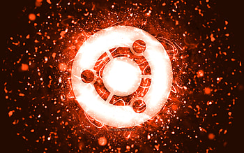 Ubuntu orange logo, , orange neon lights, Linux, creative, orange abstract background, Ubuntu logo, OS, Ubuntu HD wallpaper
