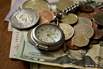 Objects, Money, Clock, Still Life HD wallpaper