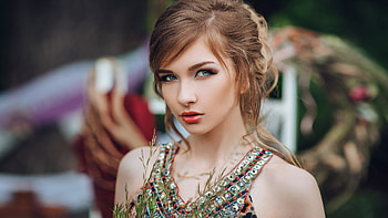 Blue eyes, beautiful woman, blonde HD wallpaper